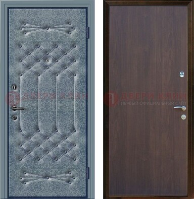 Серая металлическая дверь с винилискожей ДВ-35 в Голицино