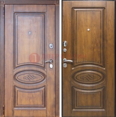Коричневая металлическая дверь с виноритом ДВТ-10 в Голицино