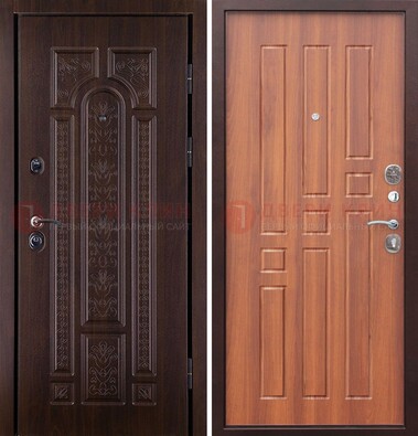Темная металлическая дверь с виноритом и узором ДВТ-224 в Голицино