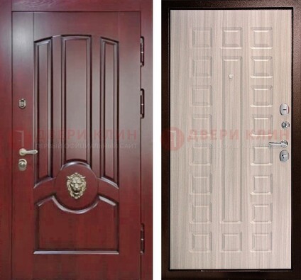 Темно-красная входная дверь с виноритом ДВТ-234 в Голицино