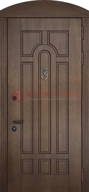 Коричневая стальная дверь с виноритом в форме арки ДВТ-237 в Голицино
