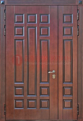 Коричневая полуторная металлическая дверь с виноритом ДВТ-240 в Голицино