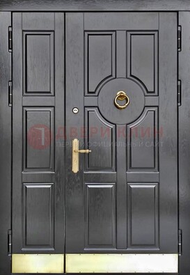 Черная металическая дверь с виноритом для дома ДВТ-241 в Голицино