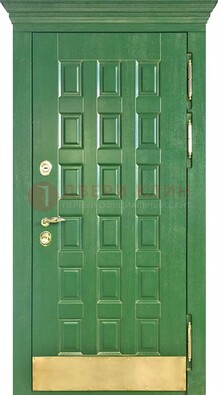 Входная зеленая дверь с виноритом для коттеджа ДВТ-249 в Голицино