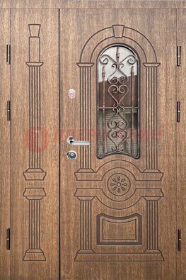 Железная классическая дверь с терморазрывом и рисунком ДВТ-77 в Голицино