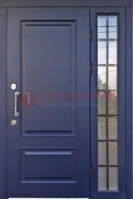 Синяя дверь с виноритом и стеклянными вставками  ДВТ-79 в Голицино