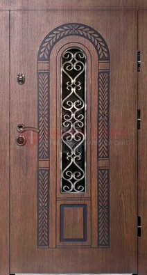 Стальная коричневая дверь с виноритом и МДФ ДВТ-81 в Гатчине