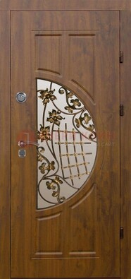 Стальная филенчатая дверь с виноритом ковкой и стеклом ДВТ-84 в Красноармейске