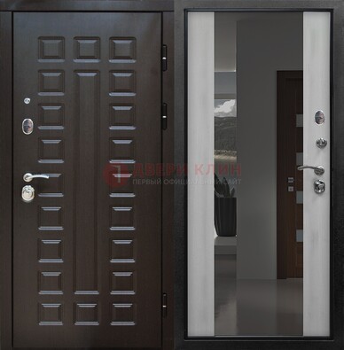 Коричневая металлическая дверь с зеркалом ДЗ-22 в Голицино