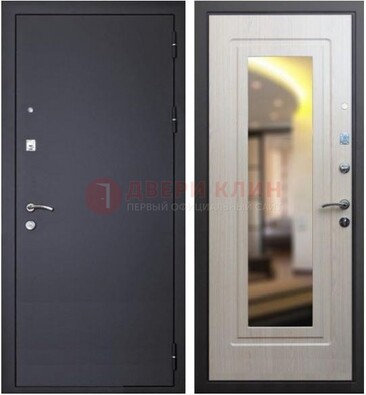 Черная металлическая дверь с зеркалом ДЗ-26 в Голицино