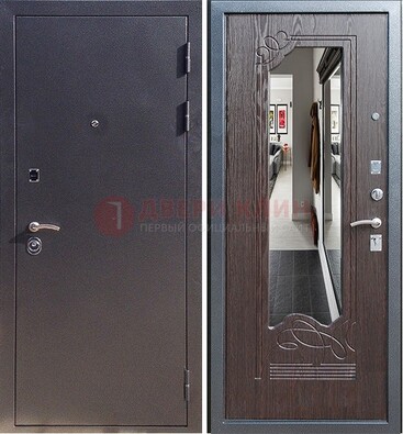 Черная входная дверь с зеркалом МДФ внутри ДЗ-29 в Голицино