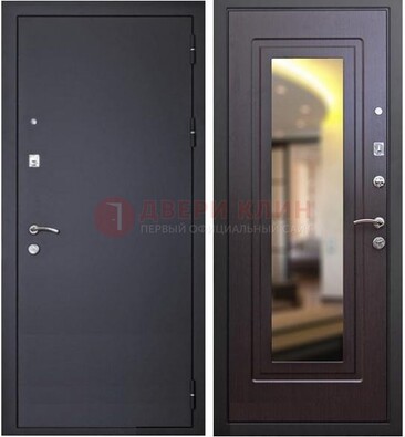 Черная железная дверь с зеркалом ДЗ-30 в Голицино