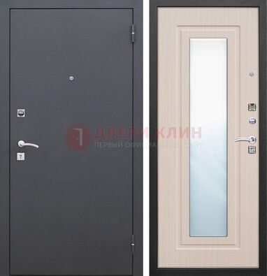 Черная входная дверь с зеркалом МДФ внутри ДЗ-31 в Голицино