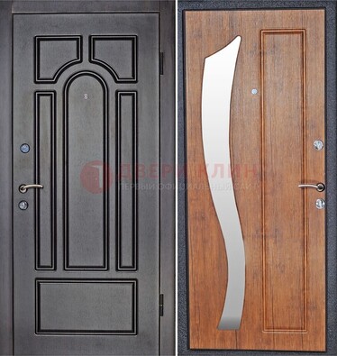 Темная железная дверь с зеркалом ДЗ-35 в Голицино