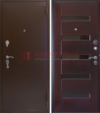 Темная железная дверь с зеркалом ДЗ-42 в Голицино