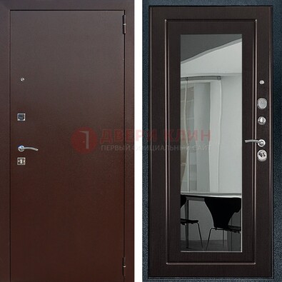 Металлическая дверь с порошковым напылением с МДФ и зеркалом ДЗ-61 в Голицино