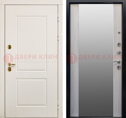 Белая стальная дверь с большим зеркалом ДЗ-73 в Петрозаводске