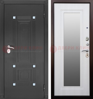 Стальная черная дверь МДФ с зеркалом ДЗ-76 в Голицино