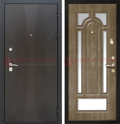 Темная металлическая дверь МДФ с различными зеркальными вставками внутри ДЗ-82 в Голицино