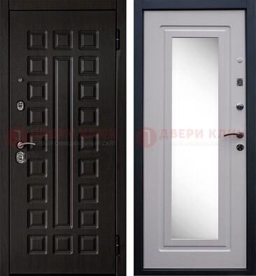 Металлическая дверь с белыми МДФ и зеркалом ДЗ-83 в Голицино
