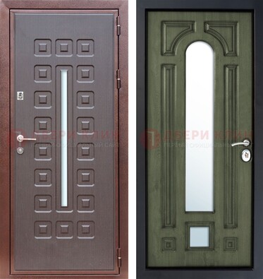Металлическая серая дверь с порошковым покрытием и МДФ Венге с зеркалом ДЗ-84 в Голицино