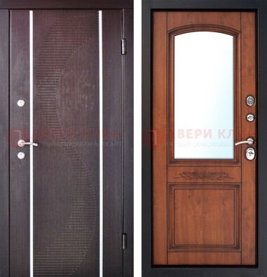 Входная дверь с МДФ и МДФ внутри с зеркалом ДЗ-88 в Голицино