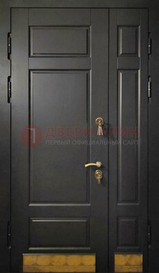 Черная полуторная железная дверь для частного дома ПЛ-2 в Голицино