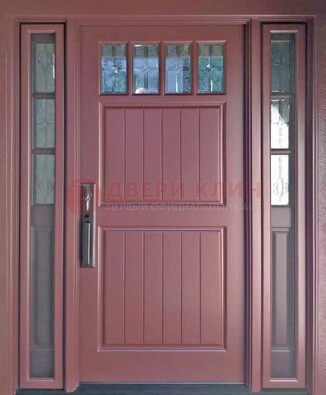 Входная дверь с массивом с фрамугами и витражом ВЖ-19 в Голицино